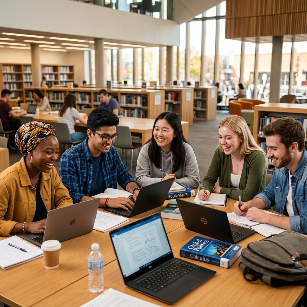 Students studying together at MOISONS